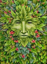 Green Man image with holly